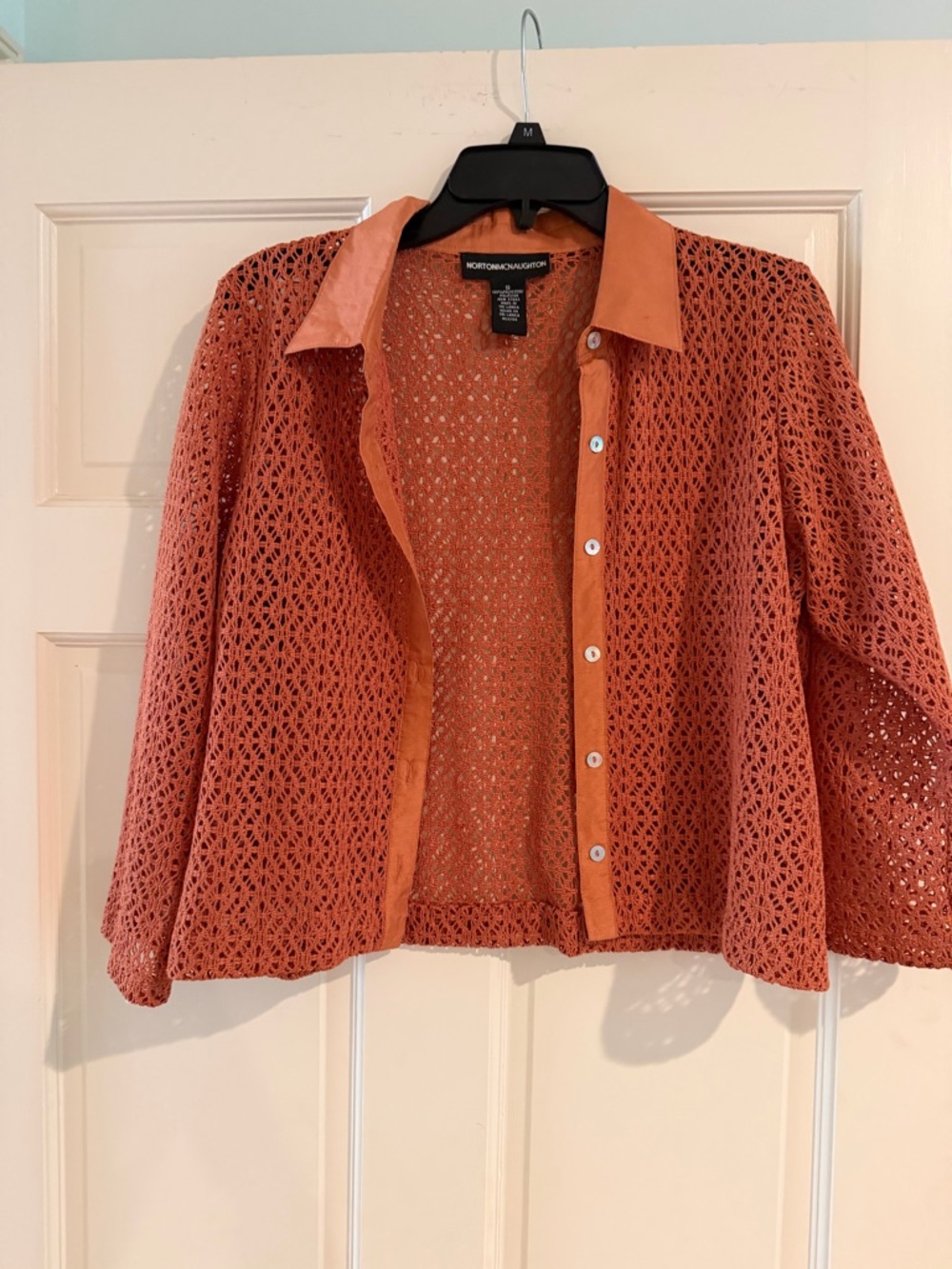 Norton McNaughton Open-Knit Button Down Shirt - Rust